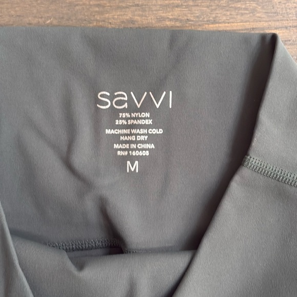 New SAVVI Leggings Compression High Rise  Waist Medium Green - Picture 3 of 5